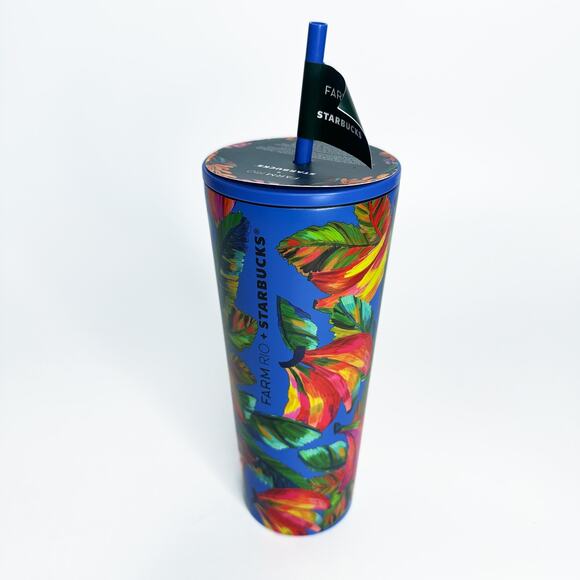 NWT Farm Rio x Starbucks Banana Mix Blue Multi Limited Edition Venti Tumbler Cup - Picture 3 of 9